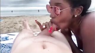 Black Chicks and White Dicks: Beach blowjob #4