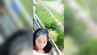 Black Chicks and White Dicks: Outdoor Blowjob in a Park #2