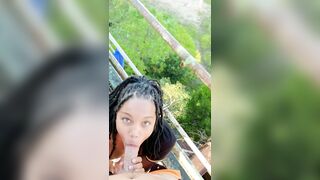 Black Chicks and White Dicks: Outdoor Blowjob in a Park #3