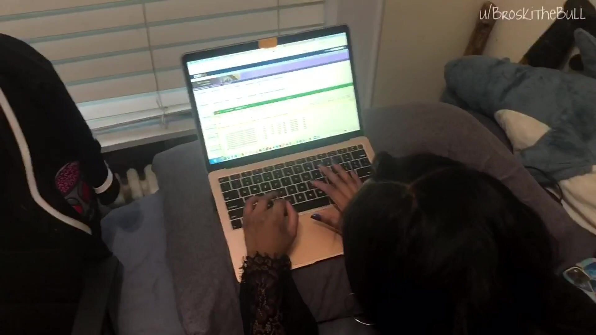 Finishing her homework while I finish inside her ????