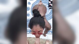 Black girl sucking dick on the beach