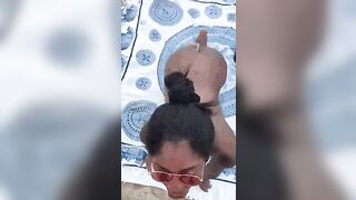 Interracial: Black girl sucking dick on the beach #2