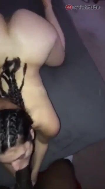 Big booty white girl sucks a big black dick