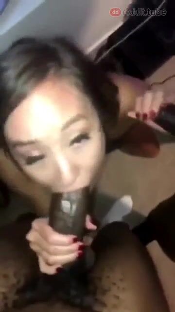 Asian girl sucks two BBCs