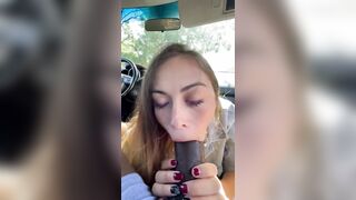 Latina slurping on a BBC in the car