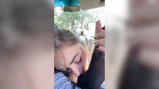 Interracial: Latina slurping on a BBC in the car #2