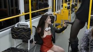 Interracial: What a desperate slut...sucking BBC in the subway #3