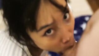 Asian Girls and White Cocks: She Takes Cum And Then Throats Herself #2